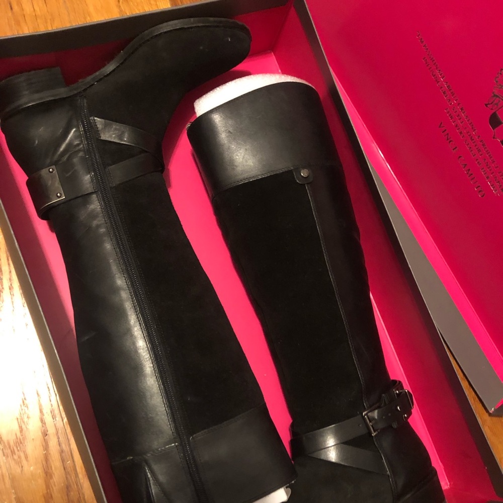 VINCE CAMUTO Suede + Leather Knee Boots